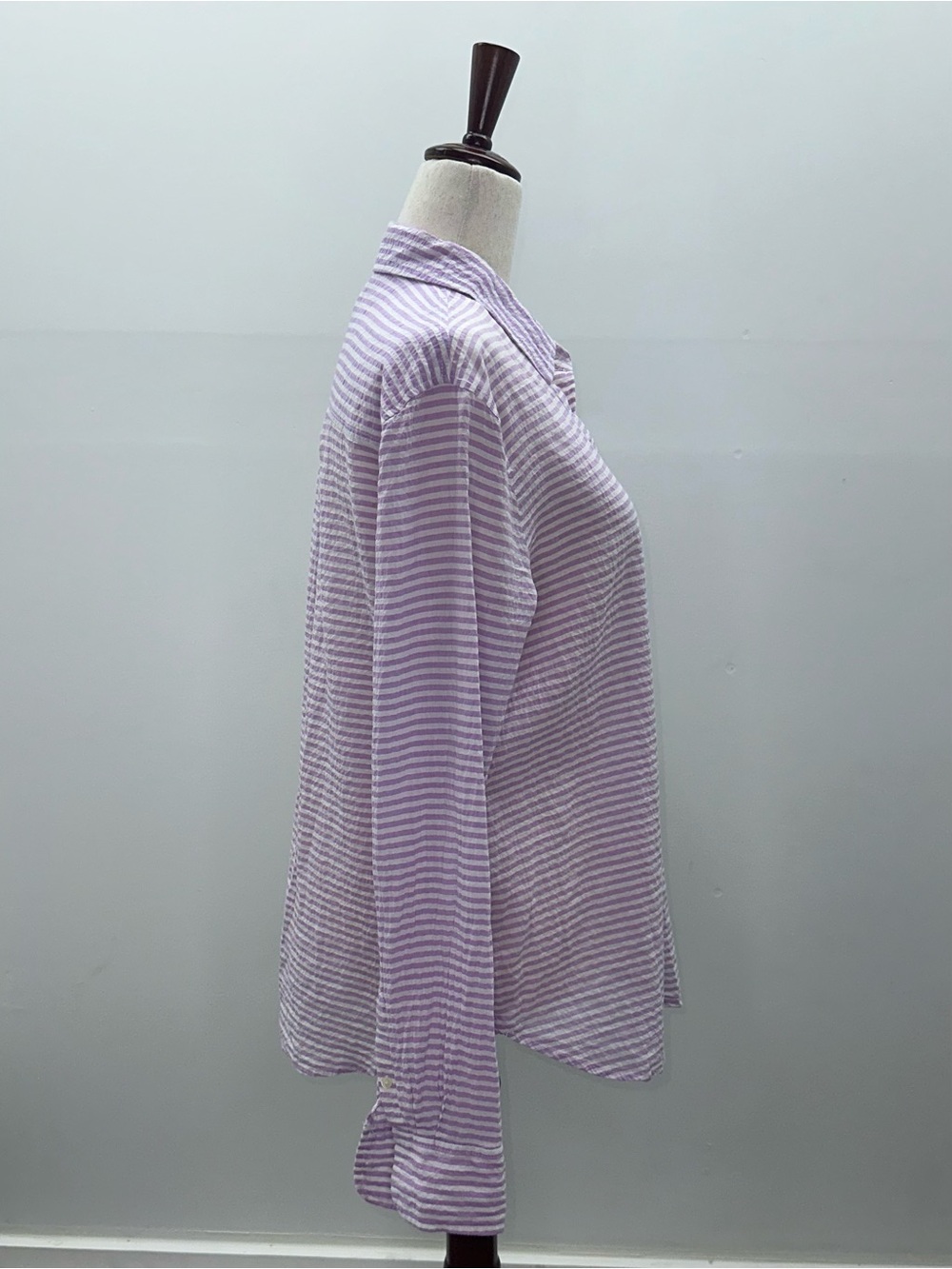 J. Crew Light Purple Striped Long Sleeve Lightweight Top Beachy Coastal Size Med - Picture 2 of 10
